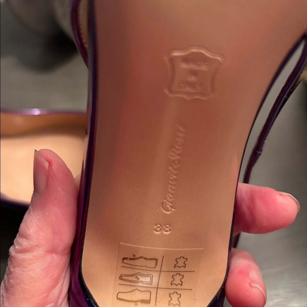 Gianvito Rossi Shiny Purple Slingback Heels Pumps - Picture 5 of 5